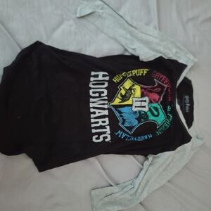 Warner Bros. Hogwarts Crest Long Sleeve Shirt - Black and Gray